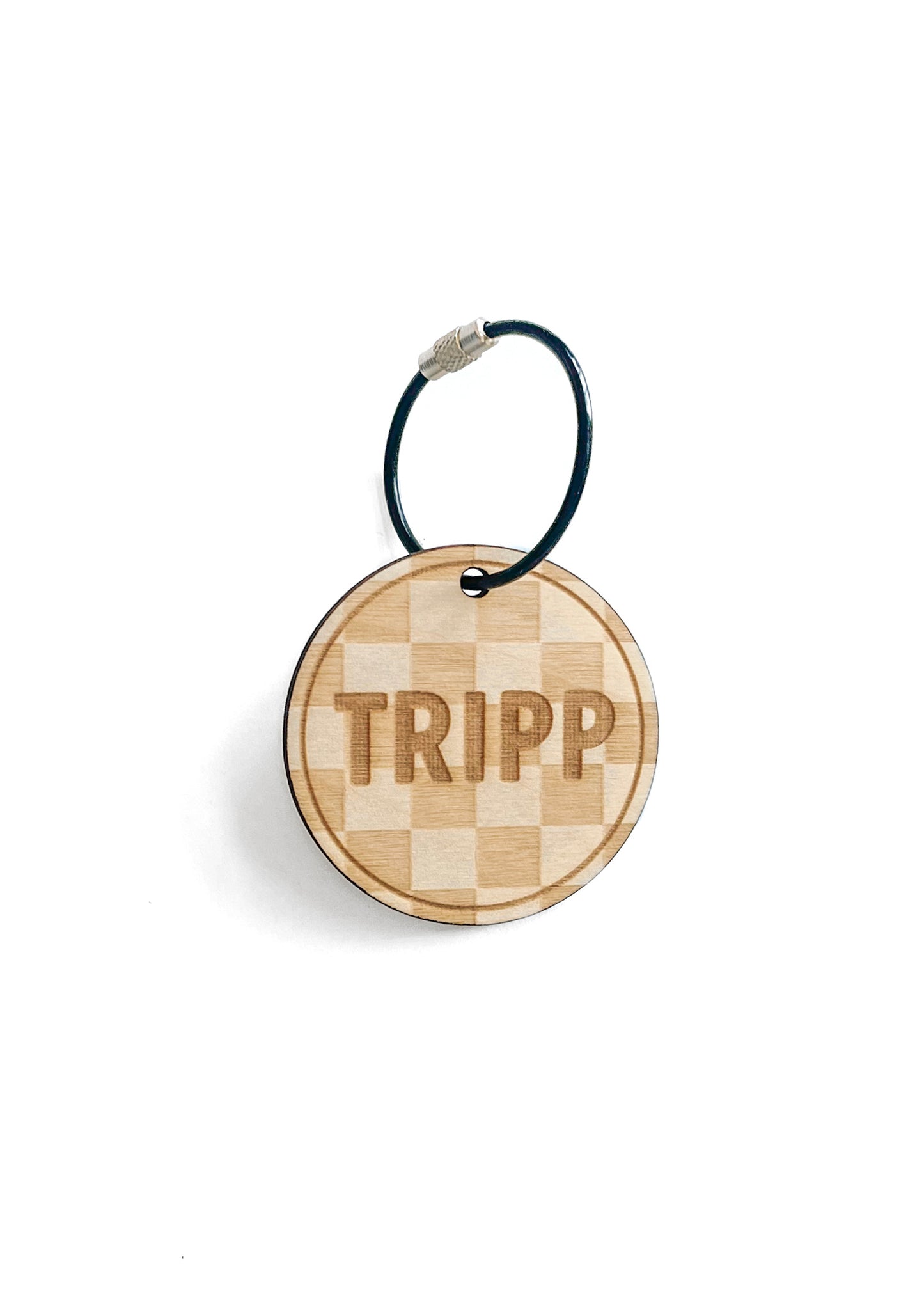 Circle Checker Name Keychain