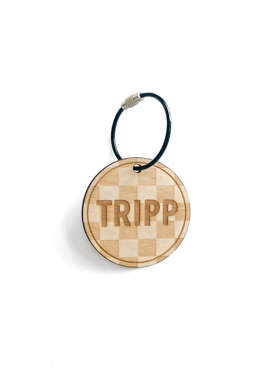 Circle Checker Name Keychain