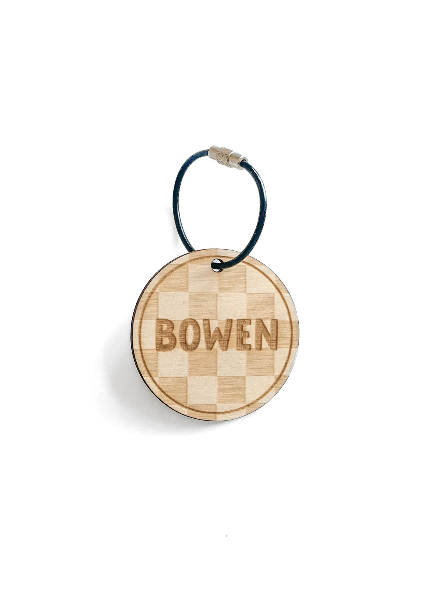 Circle Checker Name Keychain