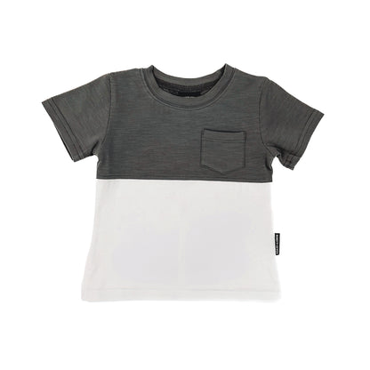COLOR BLOCK TEE - CHARCOAL